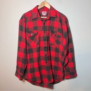Vintage Dickies Flannel Button-up Shirt Men’s L Red Black Check Heavyweight
